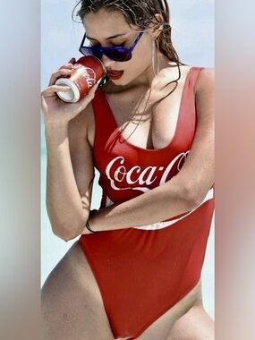 Coca Cola Red Scoop-Neck One-Piece Swimsuit forever 21.